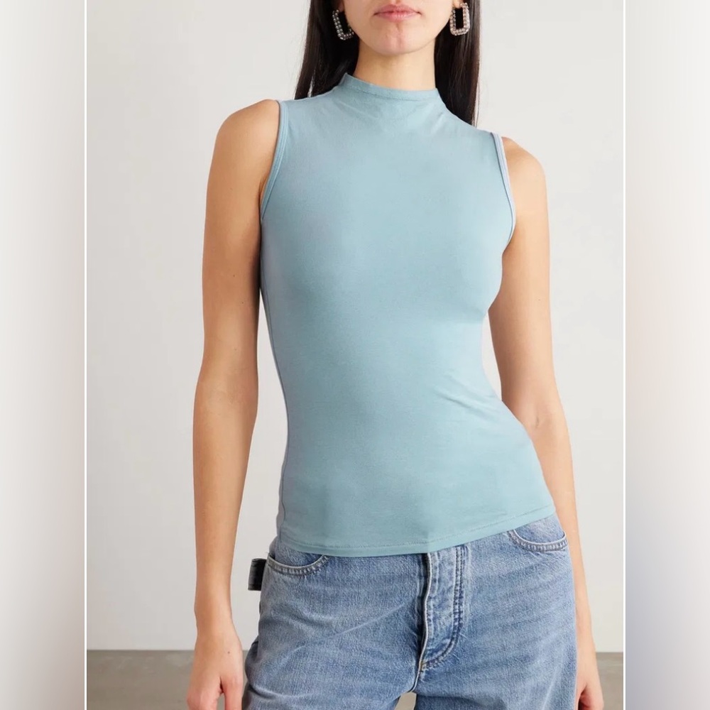 Skims Vintage Mock Neck Sleeveless Tank Color Denim Size XS